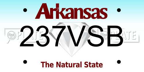 237VSB Arkansas License Plate