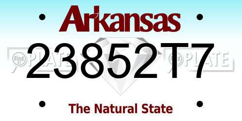23852T7 Arkansas License Plate