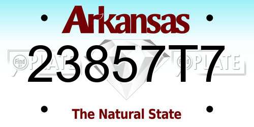 23857T7 Arkansas License Plate