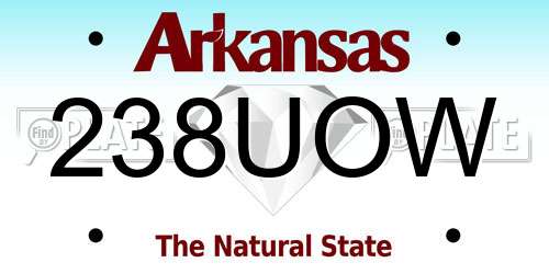 238UOW Arkansas License Plate