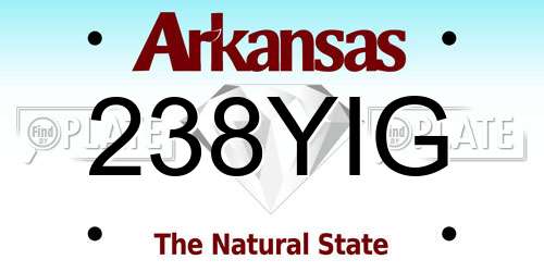 238YIG Arkansas License Plate