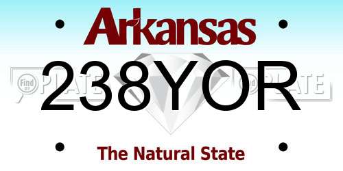 238YOR Arkansas License Plate