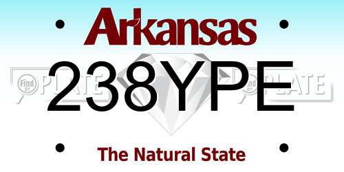 238YPE Arkansas License Plate