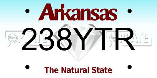 238YTR Arkansas License Plate