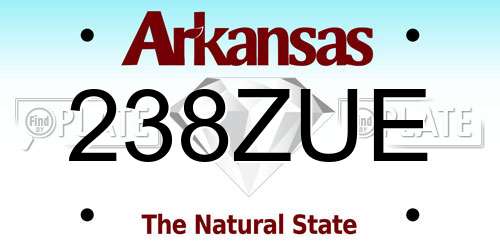 238ZUE Arkansas License Plate