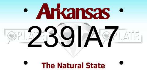 239IA7 Arkansas License Plate