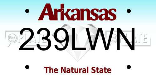239LWN Arkansas License Plate