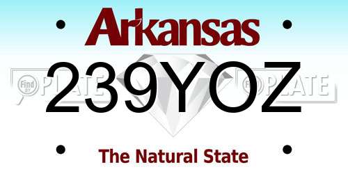 239YOZ Arkansas License Plate