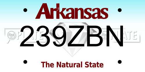 239ZBN Arkansas License Plate