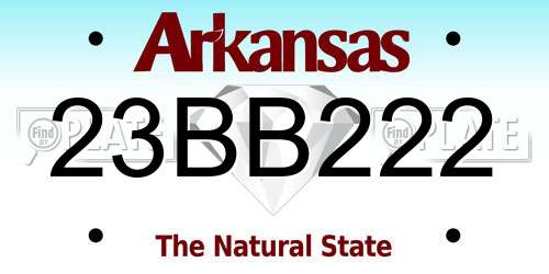 23BB222 Arkansas License Plate