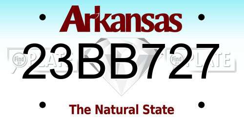 23BB727 Arkansas License Plate
