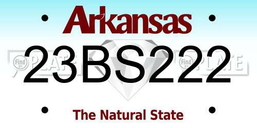 23BS222 Arkansas License Plate
