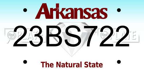 23BS722 Arkansas License Plate
