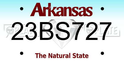 23BS727 Arkansas License Plate