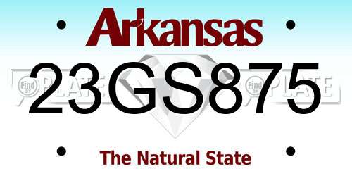 23GS875 Arkansas License Plate