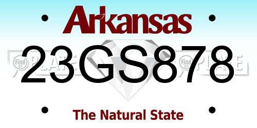23GS878 Arkansas License Plate