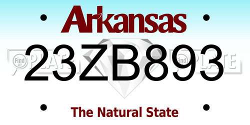 23ZB893 Arkansas License Plate