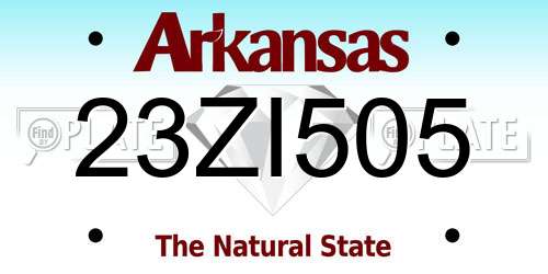 23ZI505 Arkansas License Plate