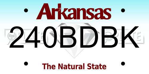 240BDBK Arkansas License Plate