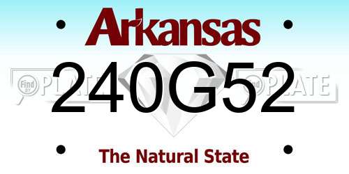 240G52 Arkansas License Plate