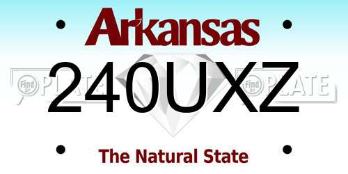 240UXZ Arkansas License Plate