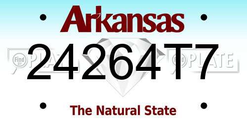 24264T7 Arkansas License Plate