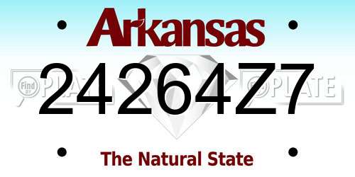 24264Z7 Arkansas License Plate