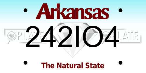 242IO4 Arkansas License Plate