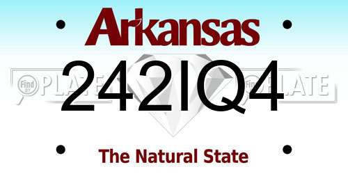242IQ4 Arkansas License Plate