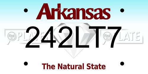 242LT7 Arkansas License Plate