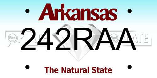 242RAA Arkansas License Plate