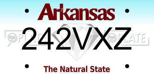 242VXZ Arkansas License Plate