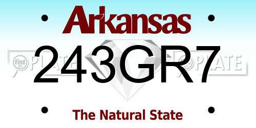 243GR7 Arkansas License Plate