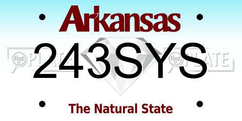 243SYS Arkansas License Plate