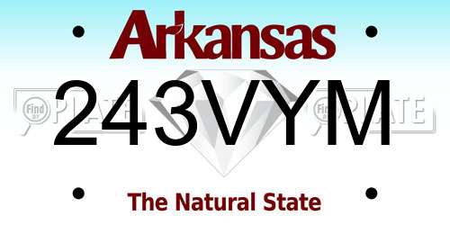 243VYM Arkansas License Plate