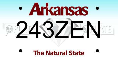243ZEN Arkansas License Plate