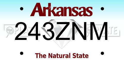 243ZNM Arkansas License Plate