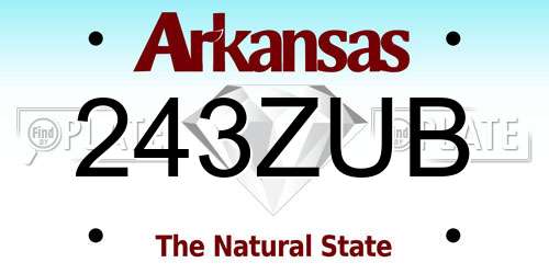 243ZUB Arkansas License Plate
