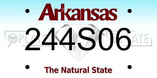 244S06 Arkansas License Plate