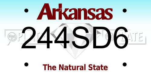 244SD6 Arkansas License Plate