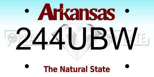 244UBW Arkansas License Plate