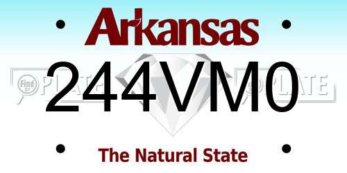 244VM0 Arkansas License Plate