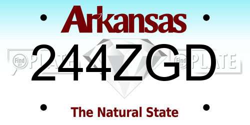 244ZGD Arkansas License Plate