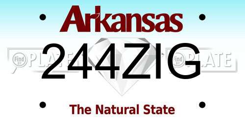 244ZIG Arkansas License Plate