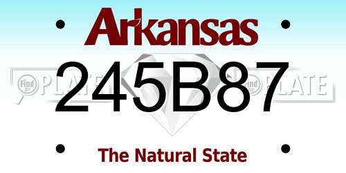 245B87 Arkansas License Plate