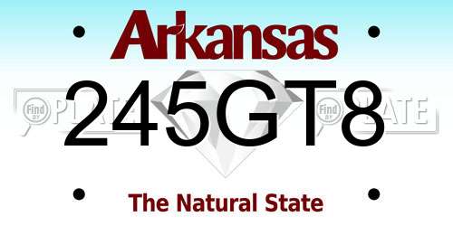 245GT8 Arkansas License Plate