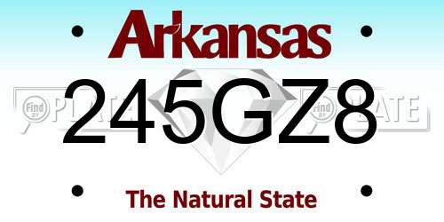 245GZ8 Arkansas License Plate