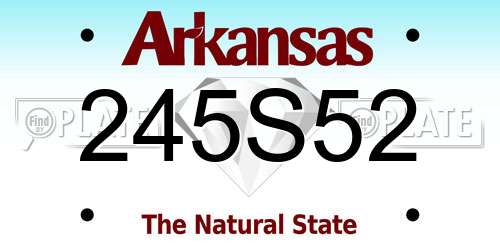 245S52 Arkansas License Plate