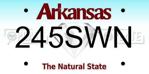 245SWN Arkansas License Plate
