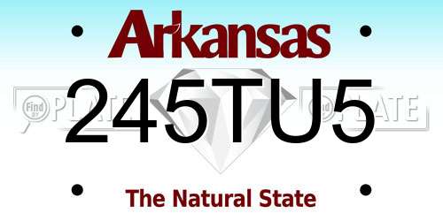 245TU5 Arkansas License Plate